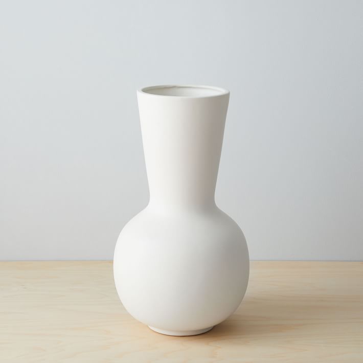 Tall Stack 15.8"H - Pure White Matte Ceramic Vases