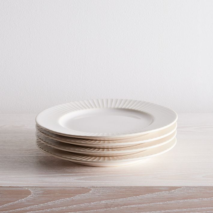 Textured Stoneware Salad Plate Sets - Lines (set of 4)