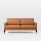 Andes 76.5in Sofa, Saddle Leather Nut, Dark Pewter