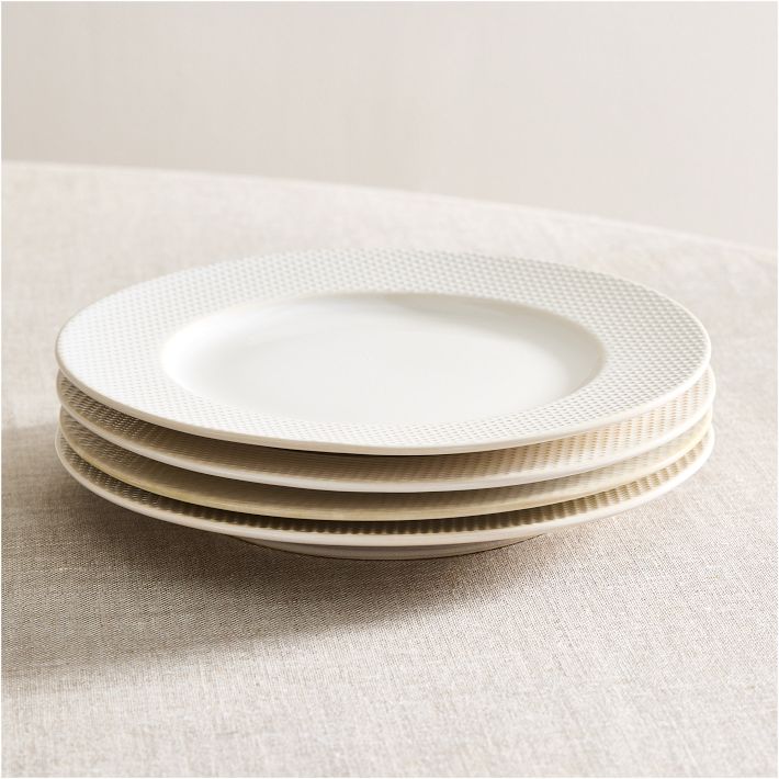 Textured Stoneware Dinner Plate Sets - Dots (Set of 4)