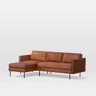 Axel 91" Left 2-Piece Chaise Sectional, Saddle Leather, Nut, Metal