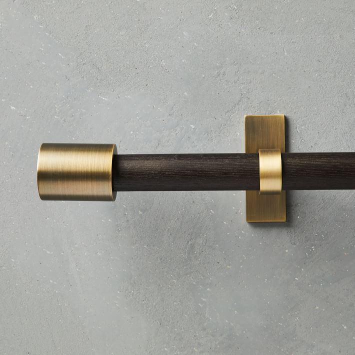 Chip & Dent: Mid-Century Curtain Rod, Carbon/Brass, 44"-108"