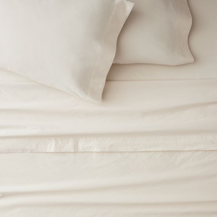 KING Organic Washed Cotton Percale Sheet Set IVORY