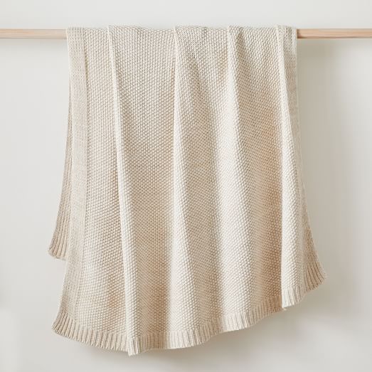 West hotsell Elm Cotton Knit Throw - Frost Grey