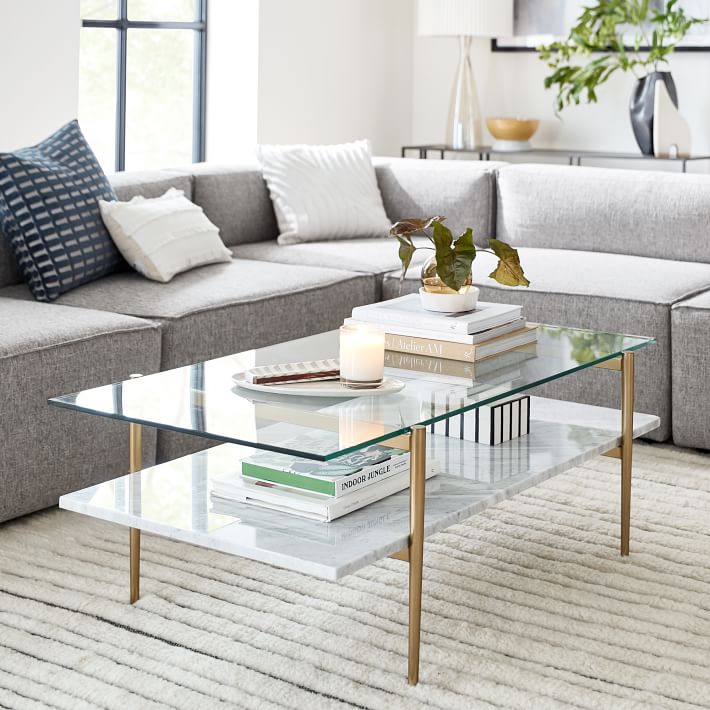 Mid-Century Art Display Marble Coffee Table (46&quot;)