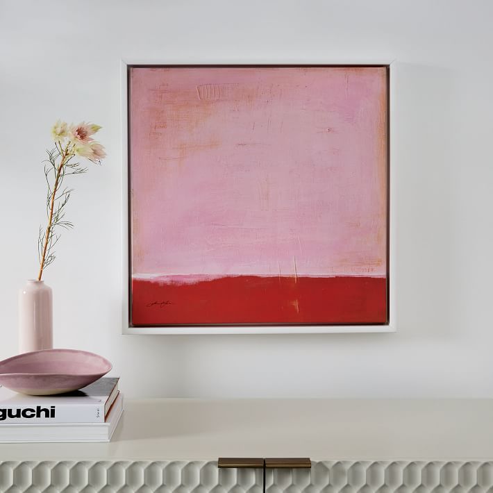 Red on Pink Framed Wall Art by Laura Gunn