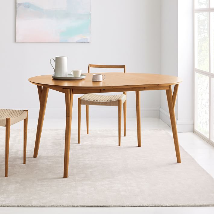 Mid Century Rounded Expandable Dining Table 42 80