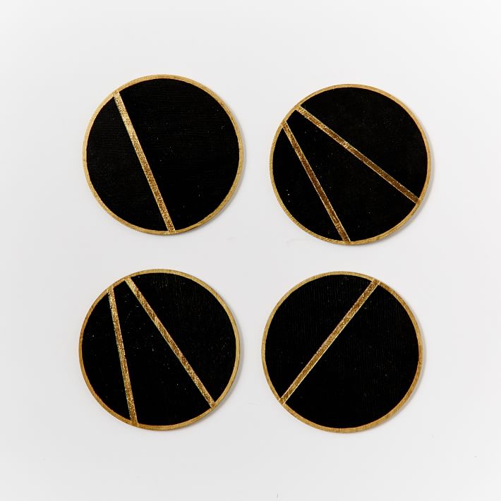 The Vintage Vogue Linea Coasters - Black & Gold (Set of 4)