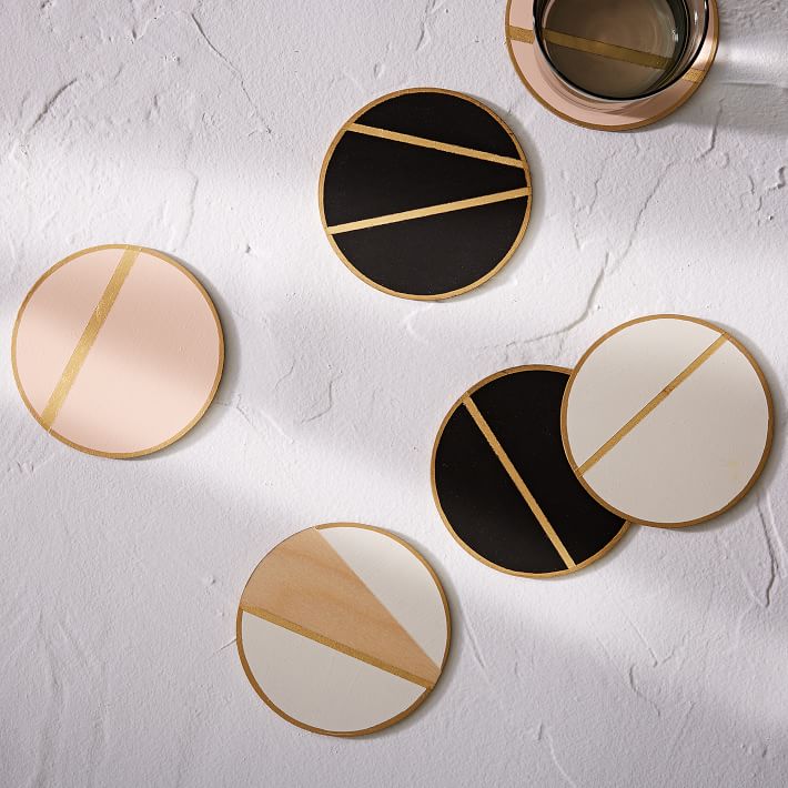 The Vintage Vogue Linea Coasters Pink & Gold (Set of 4)