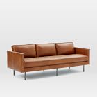 Axel 89" Sofa, Saddle Leather, Nut, Metal