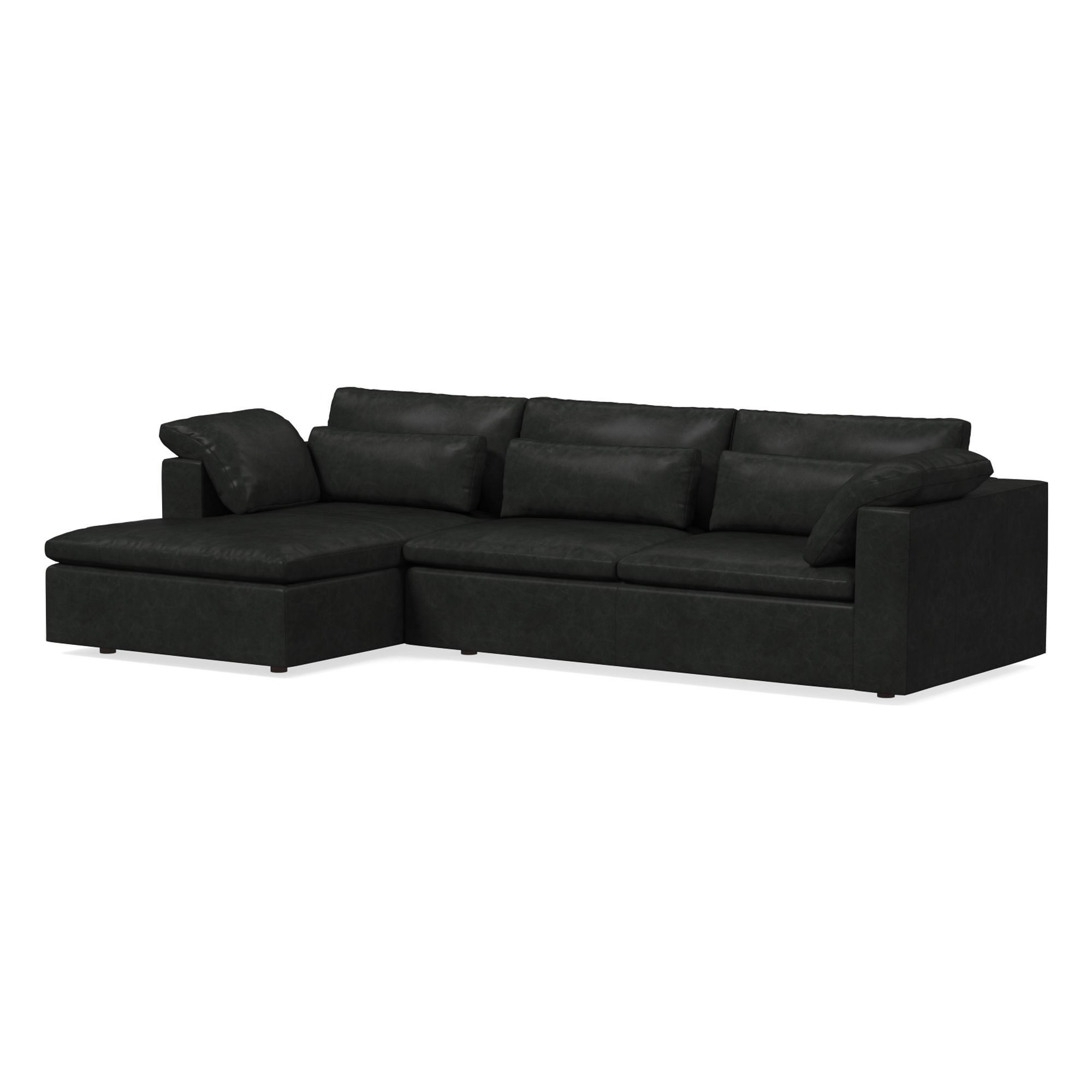 Harmony Modular Leather 2-Piece Sleeper Sectional w/Storage Chaise (123") | West Elm