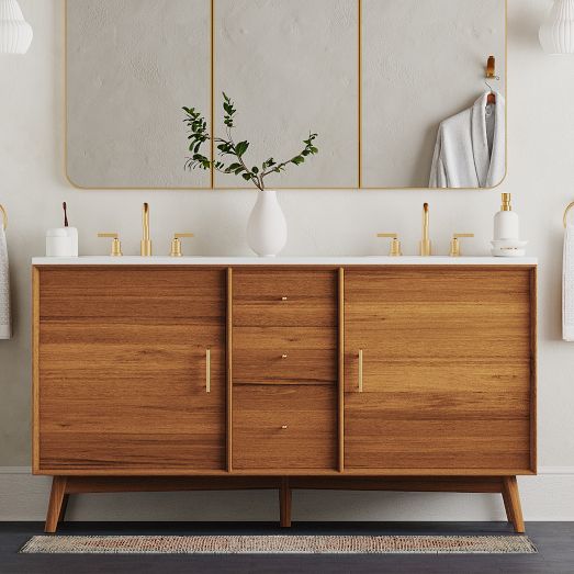 Mid-Century Double Bathroom Vanity (63"–72") - Acorn | West Elm