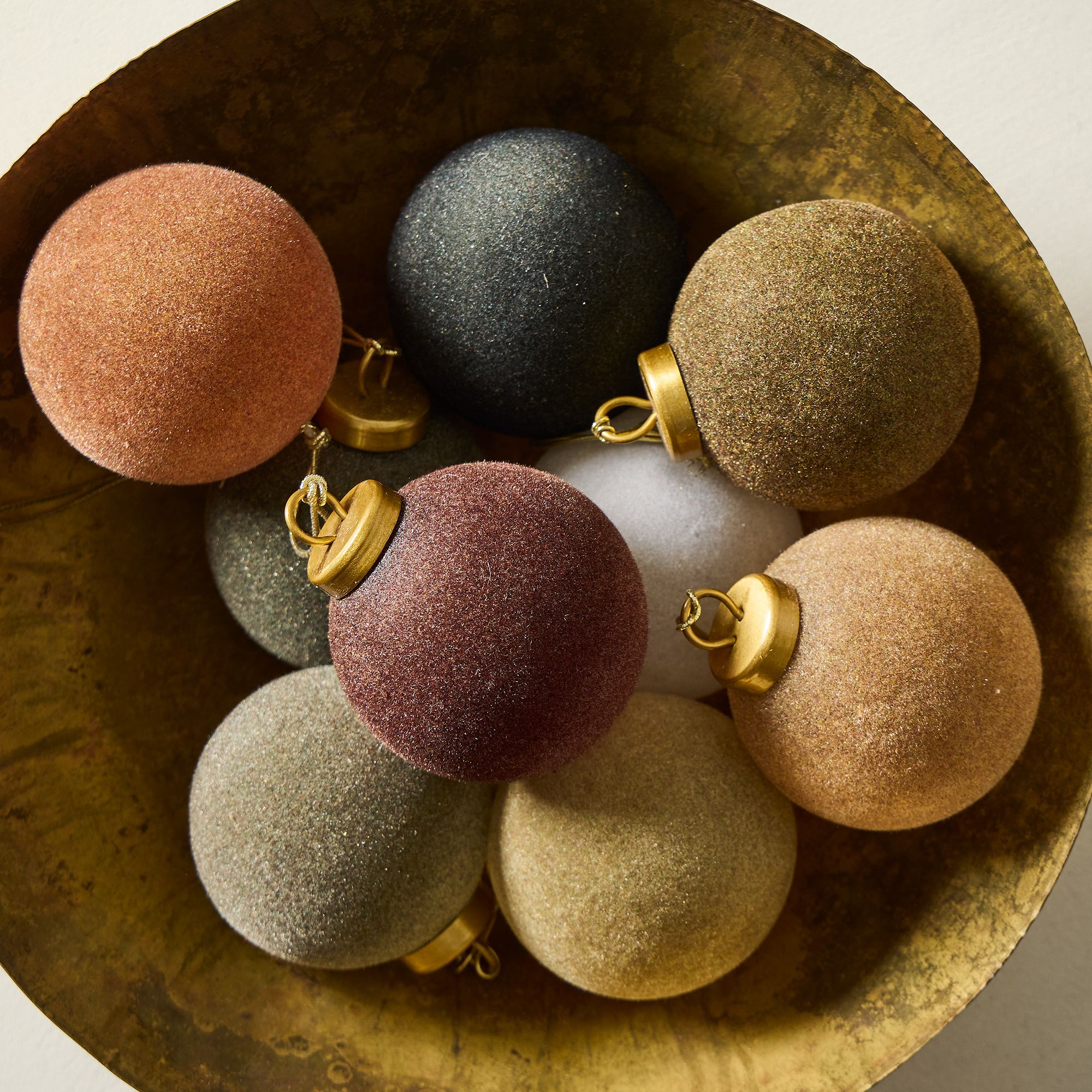 Flocked Ball Ornaments (Set of 9) | West Elm