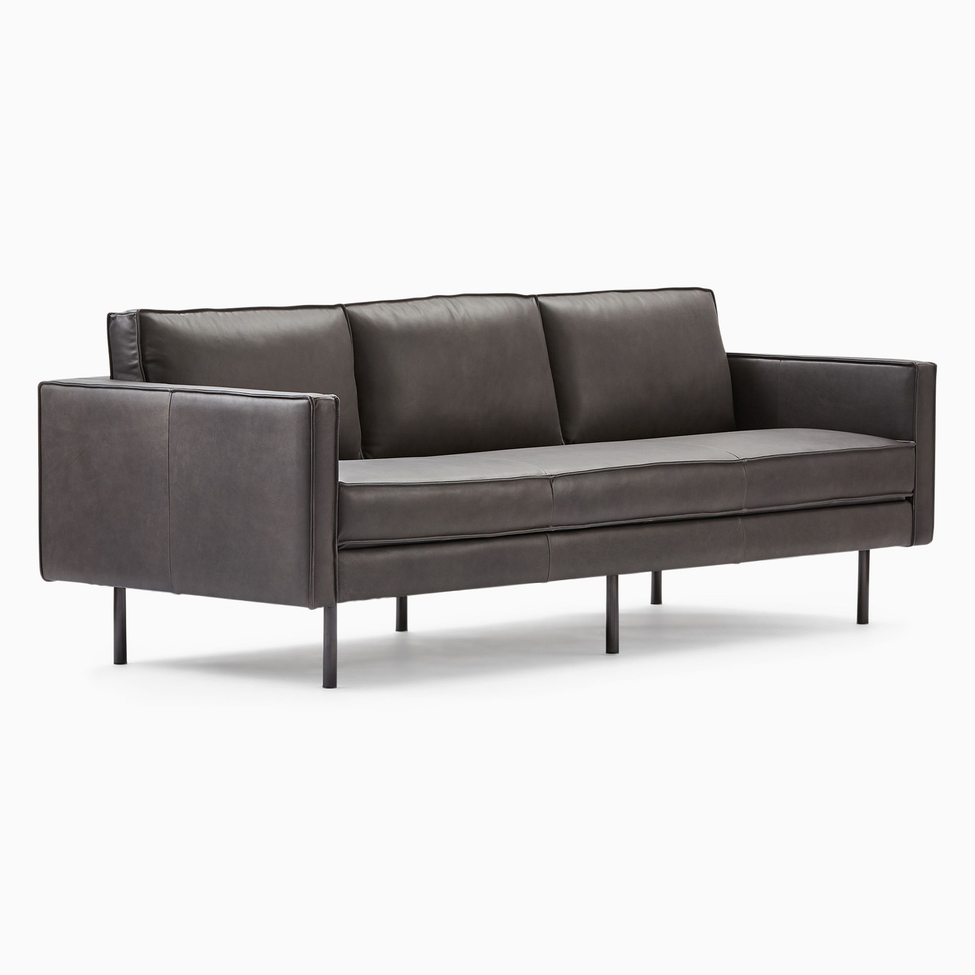 Axel 89" Sofa, Sierra Leather, Snow, Metal