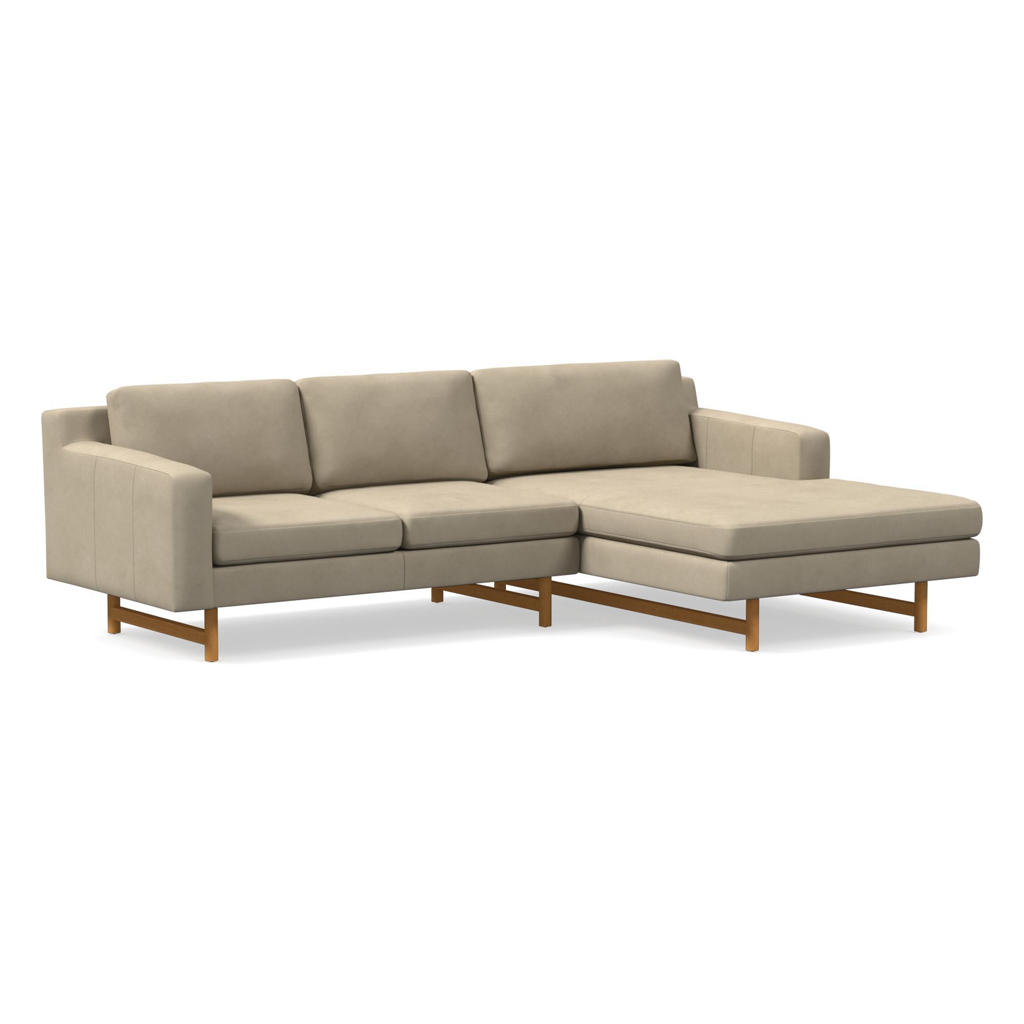 Eddy Sectional Set 02 RA Sofa LA Chaise Poly Saddle Leather Nut Almond