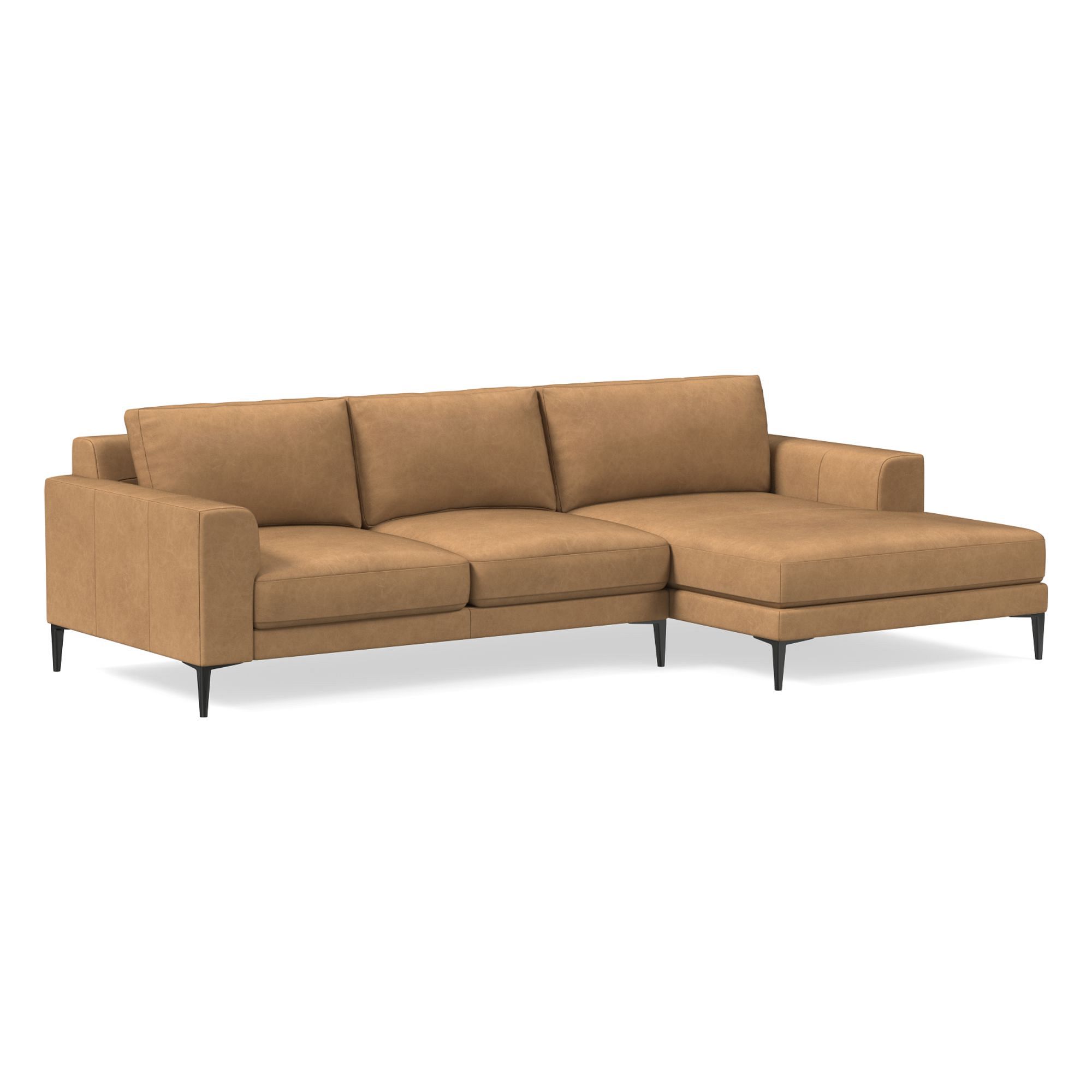 Harper Leather 2-Piece Chaise Sectional (106"–116") | West Elm