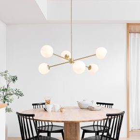 Staggered Glass 6 Light Chandelier 37 Milk West Elm