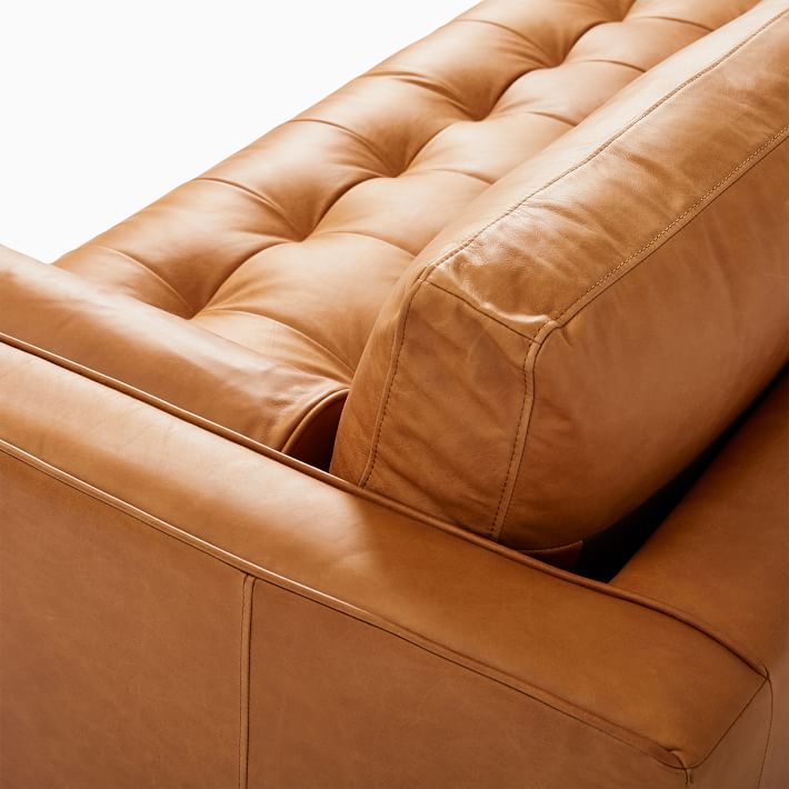 Dennes Leather 2 Piece Chaise Sectional Sofa With Chaise West Elm