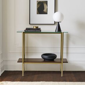 West elm glass console table discount