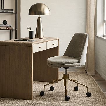 We Finley Office Chair Gunmetal Office Chair Performance Coastal Linen White Dove West Elm
