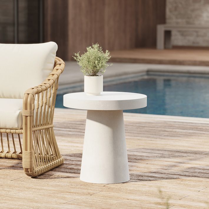 Gray Concrete Pedestal Side Table Set of 2 Gray West Elm