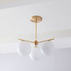 Sphere &amp; Stem 3-Light Chandelier - Milk