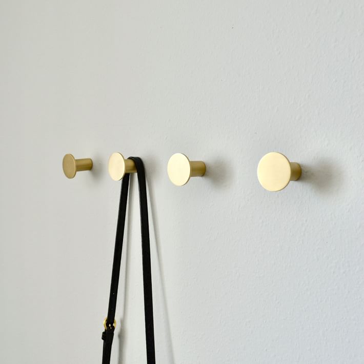 Modern Home by Bellver Brass Round Wall Hooks Set of 4 West Elm