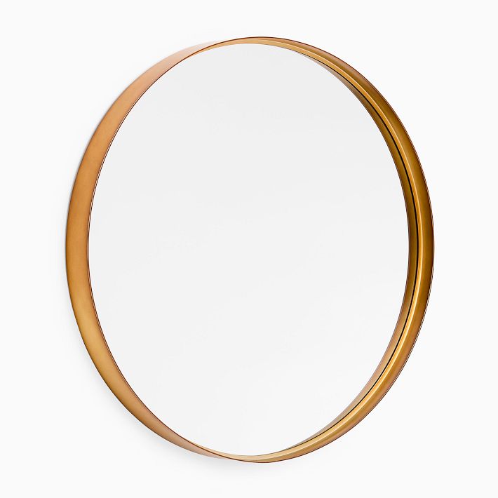 Deep Frame Round Thin Metal Wall Mirror