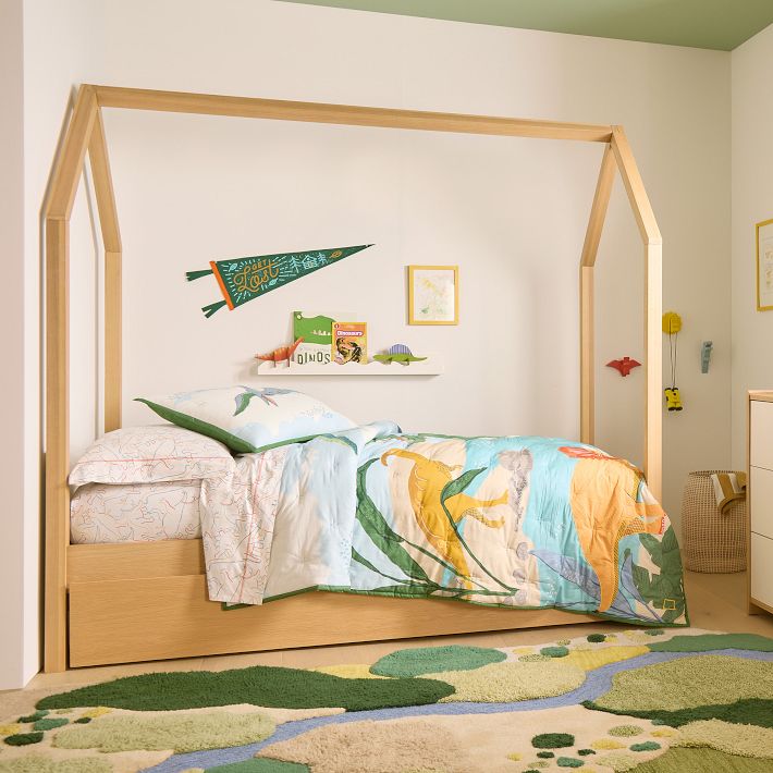 Story Tent Bed Full Bed with Trundle Blonde Oak West Elm