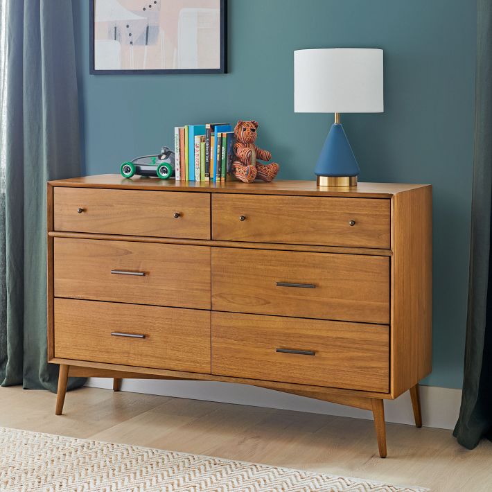 Mid-Century 6-Drawer Kids Dresser (56&quot;)