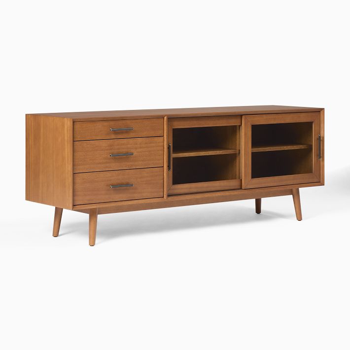 Mid century narrow media console discount