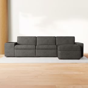 Enzo Leather 3-Piece Reclining Chaise Sectional w/ Storage Enzo Leather 3-Piece Reclining Chaise Sectional w/ Storage
