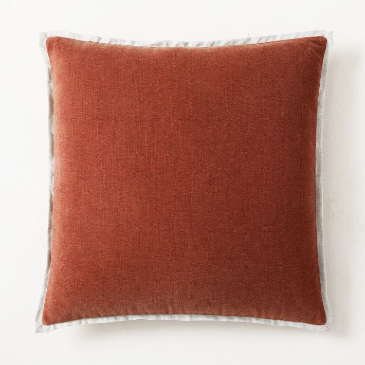 Classic Cotton Velvet Pillow Cover in Burnt Umber