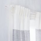 European Flax Linen Contrast Stripe Curtain - Stone White/Slate