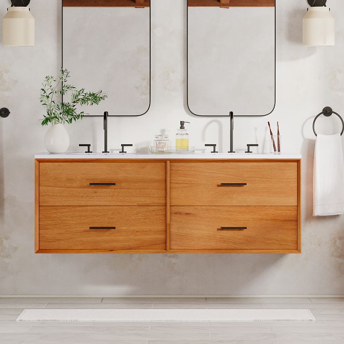Mid Century Floating Double Bathroom Vanity 63 72