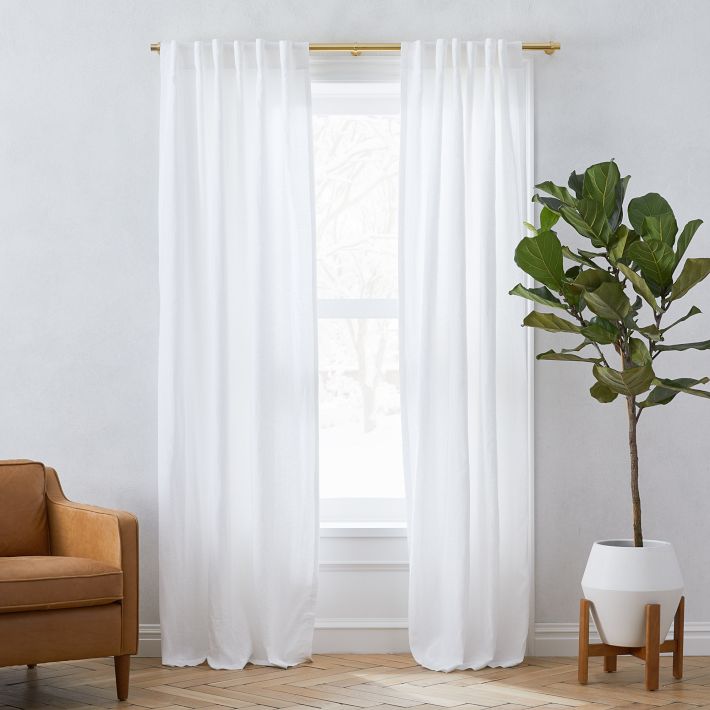 West Elm linen curtains set of 2 48” x 84” off white gold like popular new