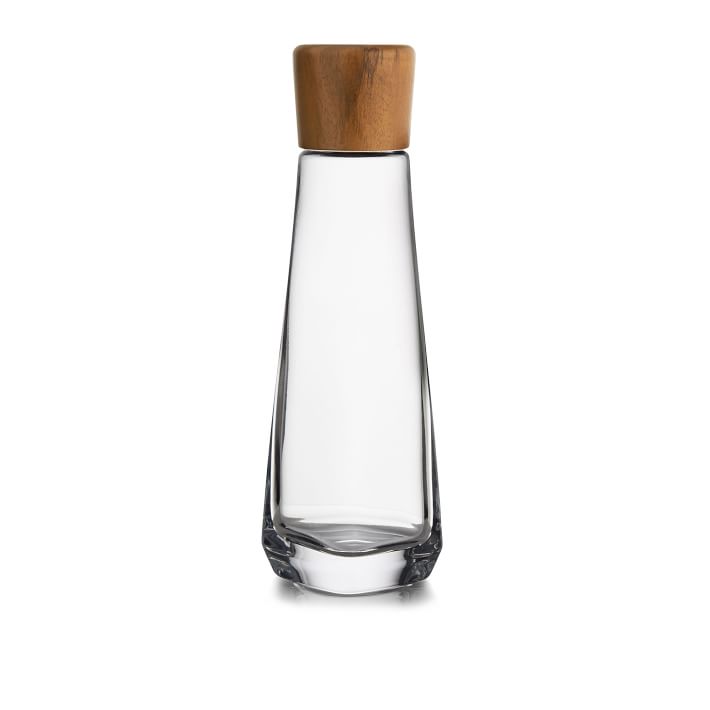 Nambe Vie Glass w/ Wood Top Decanter