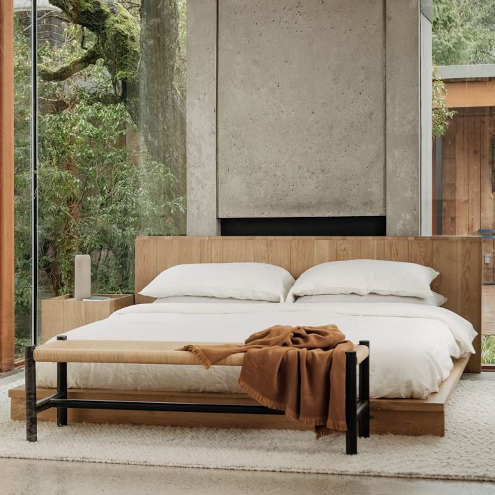 Modern wood queen bed hotsell