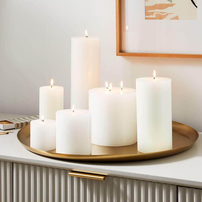 Candles unscented pillar discount