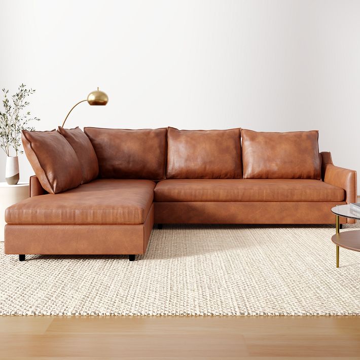 Easton Leather 2-Piece Bumper Chaise Sectional (115&quot;)