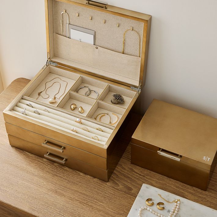 Mid-Century Champagne Lacquer Jewelry Boxes