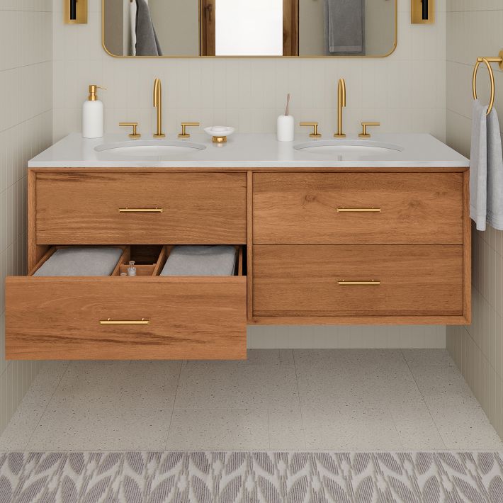 Mid Century Floating Double Bathroom Vanity 63 72