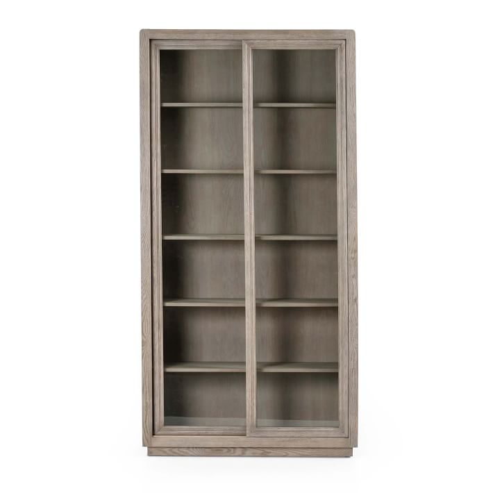 Washed Gray Oak Glass Cabinet West Elm