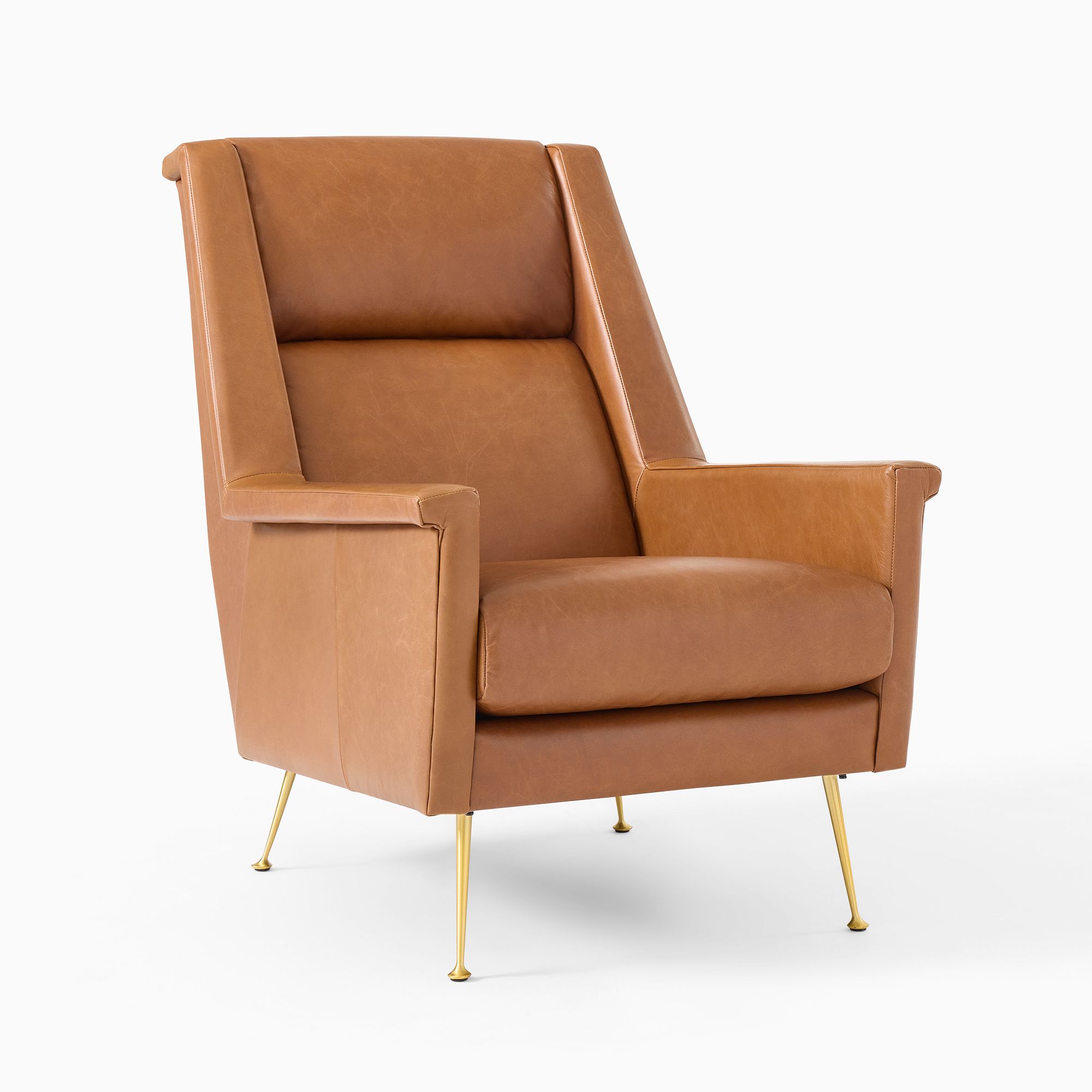 Carlo Highback Chair, Poly, Saddle Leather, Nut