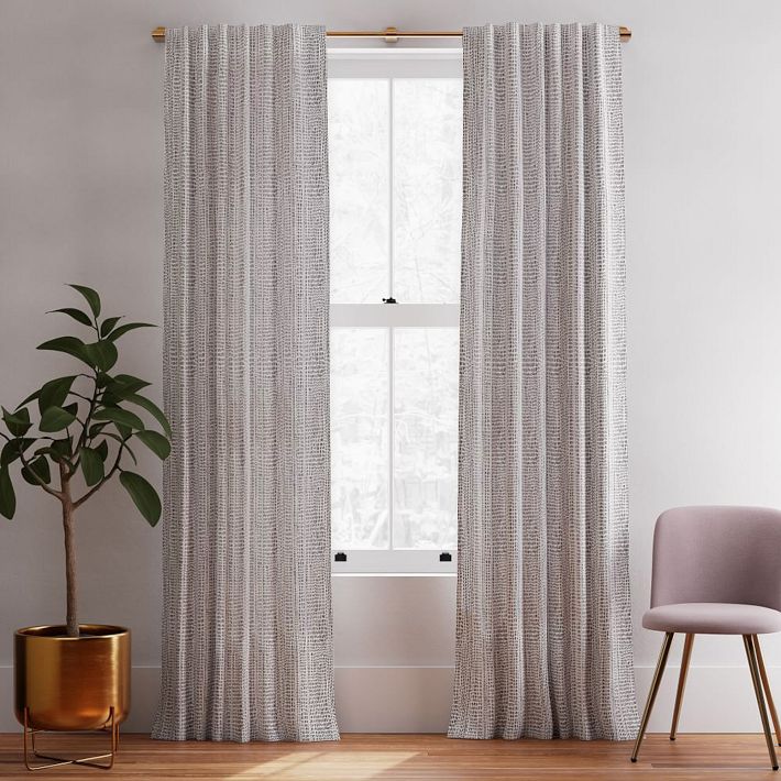 West Elm authentic Dark Grey Linen Blackout Window Curtains