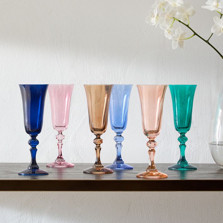 Estelle Colored Glass Regal Flute Glass (Set of 6)