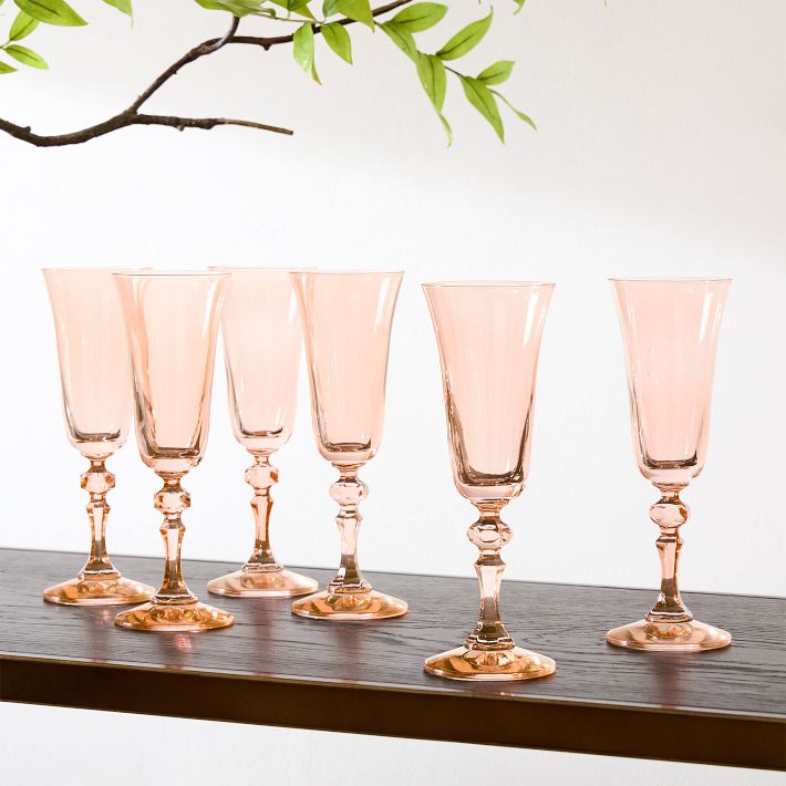 Estelle Colored Glass Regal Flute Glass (Set of 6)