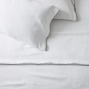 West Elm European Flax Linen Cotton Frayed Edge Sheet Set, outlet TWIN