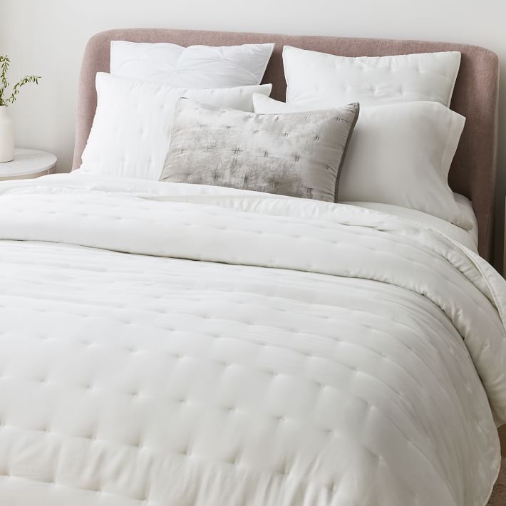 West Elm Silky TENCEL™ Crescent Stitch Quilt- King (White)