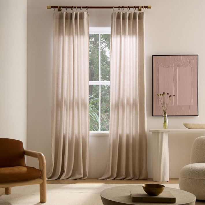 For Shannon: Two West Elm European Flax 2024 Linen Melange Curtains, 48